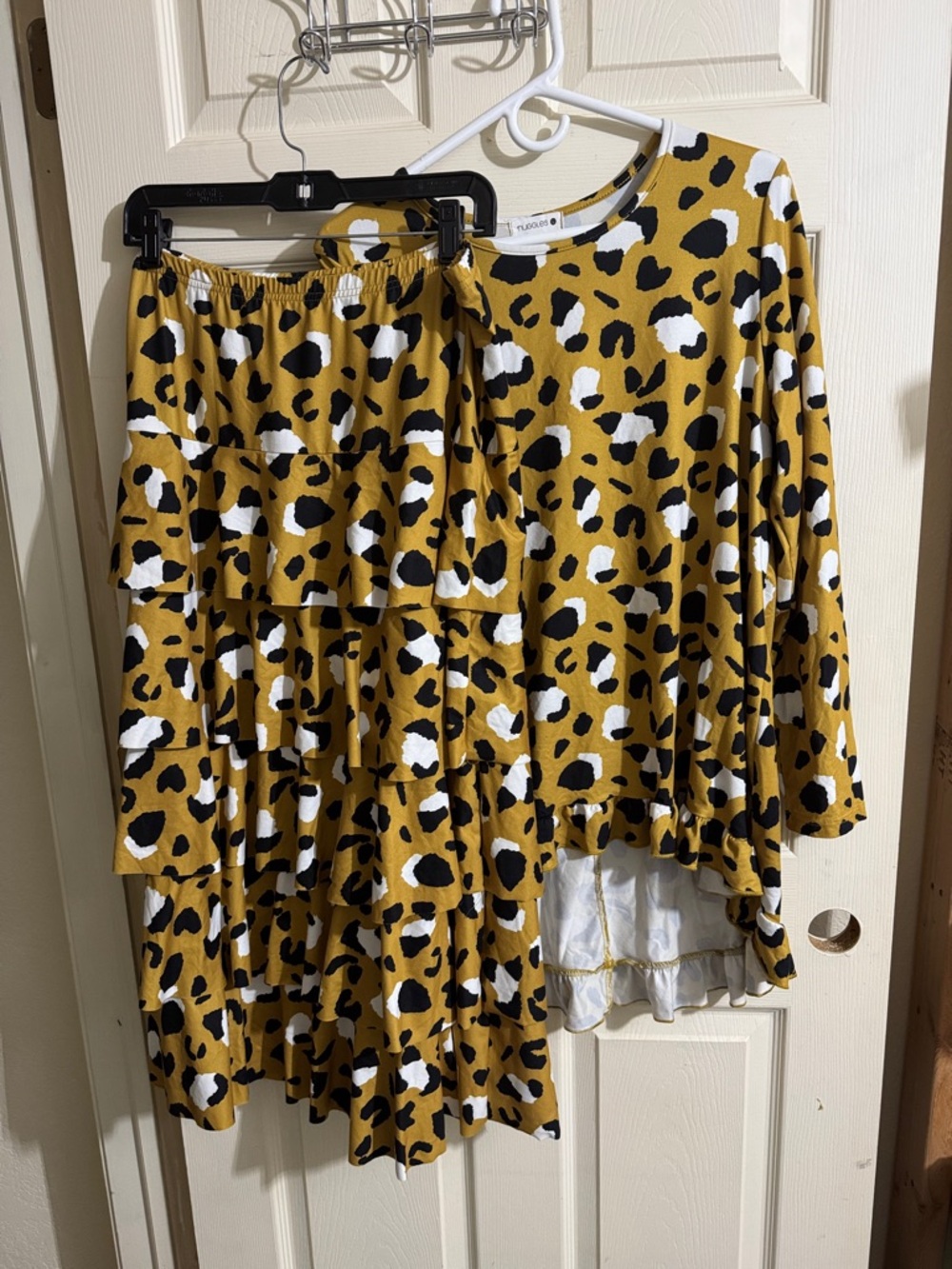 Nuggle’s Yellow Leopard Print Two-Piece Skirt & Top Set